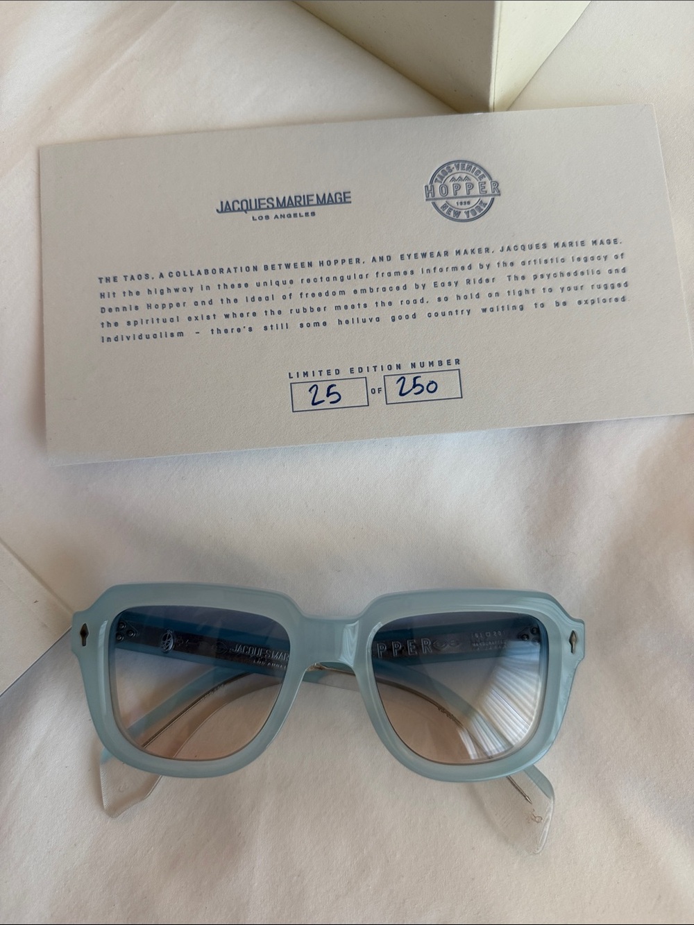 Jacques Marie Mage Taos square light blue sunglasses - Picture 4 of 7
